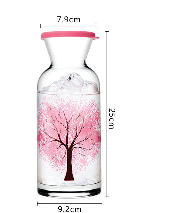 Sakura Color-Changing Glass Water Carafe – Cherry Blossom Carafe with Magical Effect