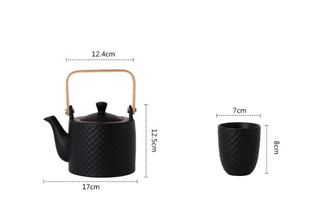 Modern Japanese Ceramic Tea Set – Teapot with Cups & Infuser