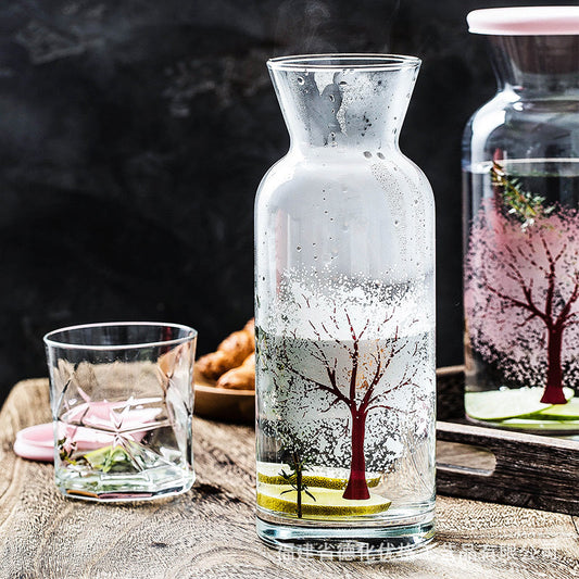 Sakura Color-Changing Glass Water Carafe – Cherry Blossom Carafe with Magical Effect
