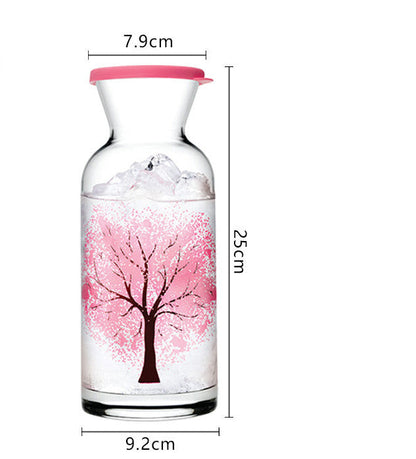 Sakura Color-Changing Glass Water Carafe – Cherry Blossom Carafe with Magical Effect