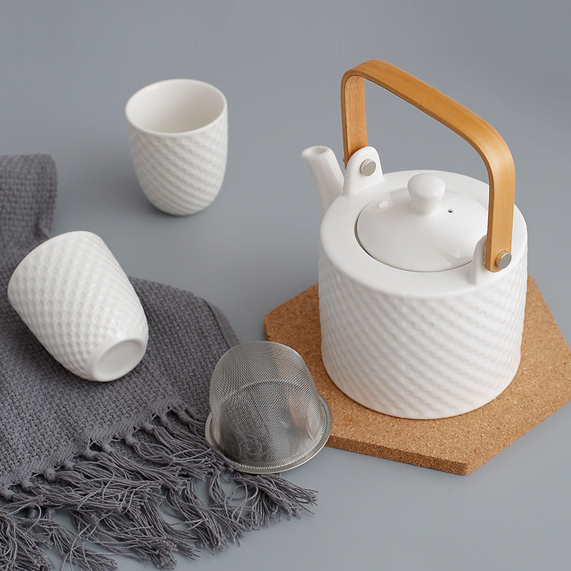 Modern Japanese Ceramic Tea Set – Teapot with Cups & Infuser