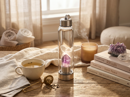 Crystal Water Bottle with Amethyst -