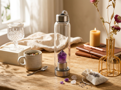 Crystal Water Bottle with Amethyst -