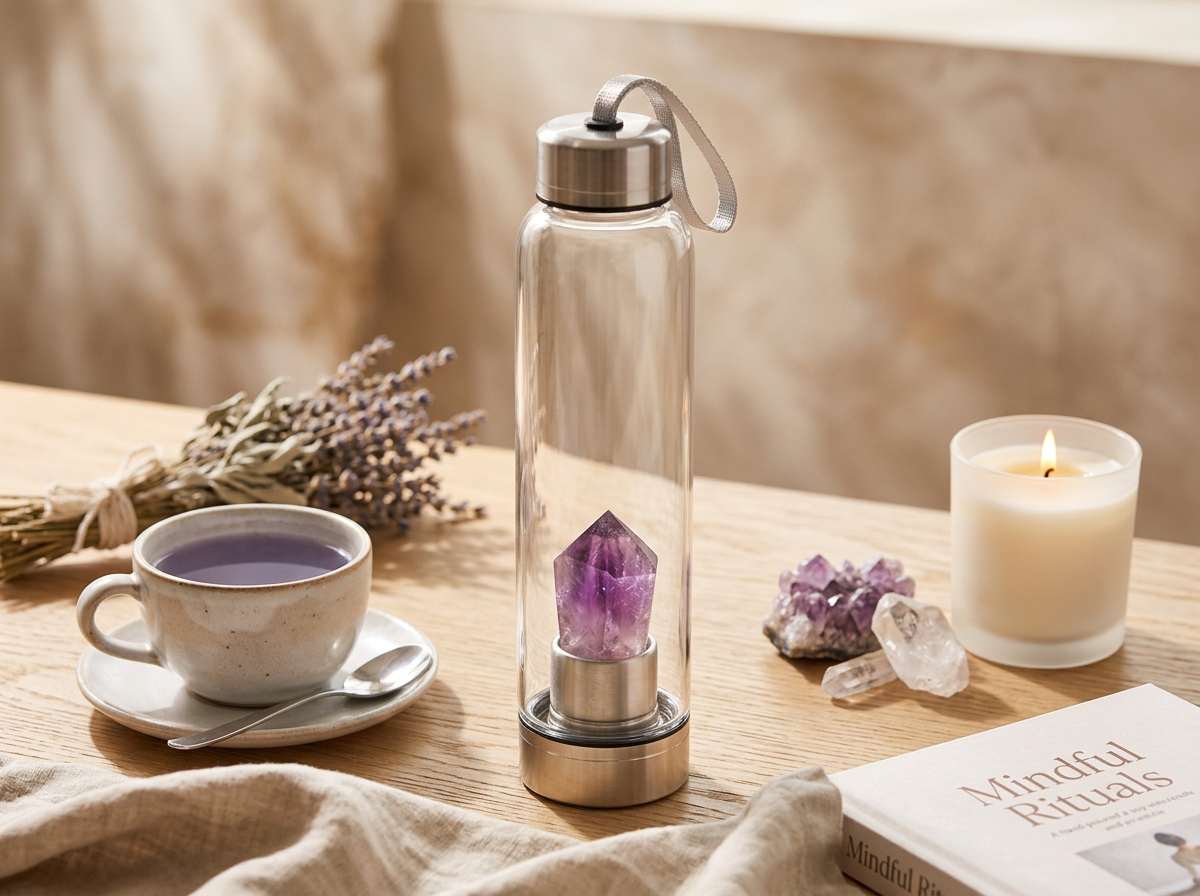 Crystal Water Bottle with Amethyst -