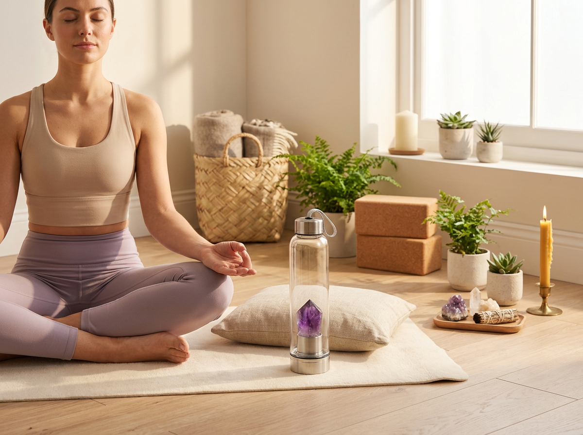Crystal Water Bottle with Amethyst -
