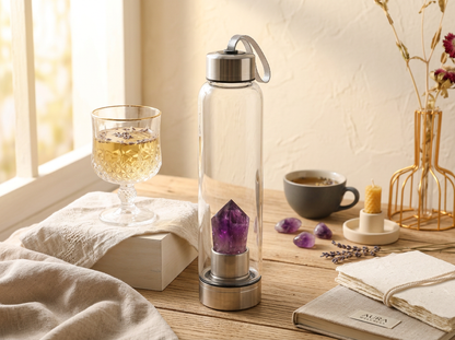 Crystal Water Bottle with Amethyst -