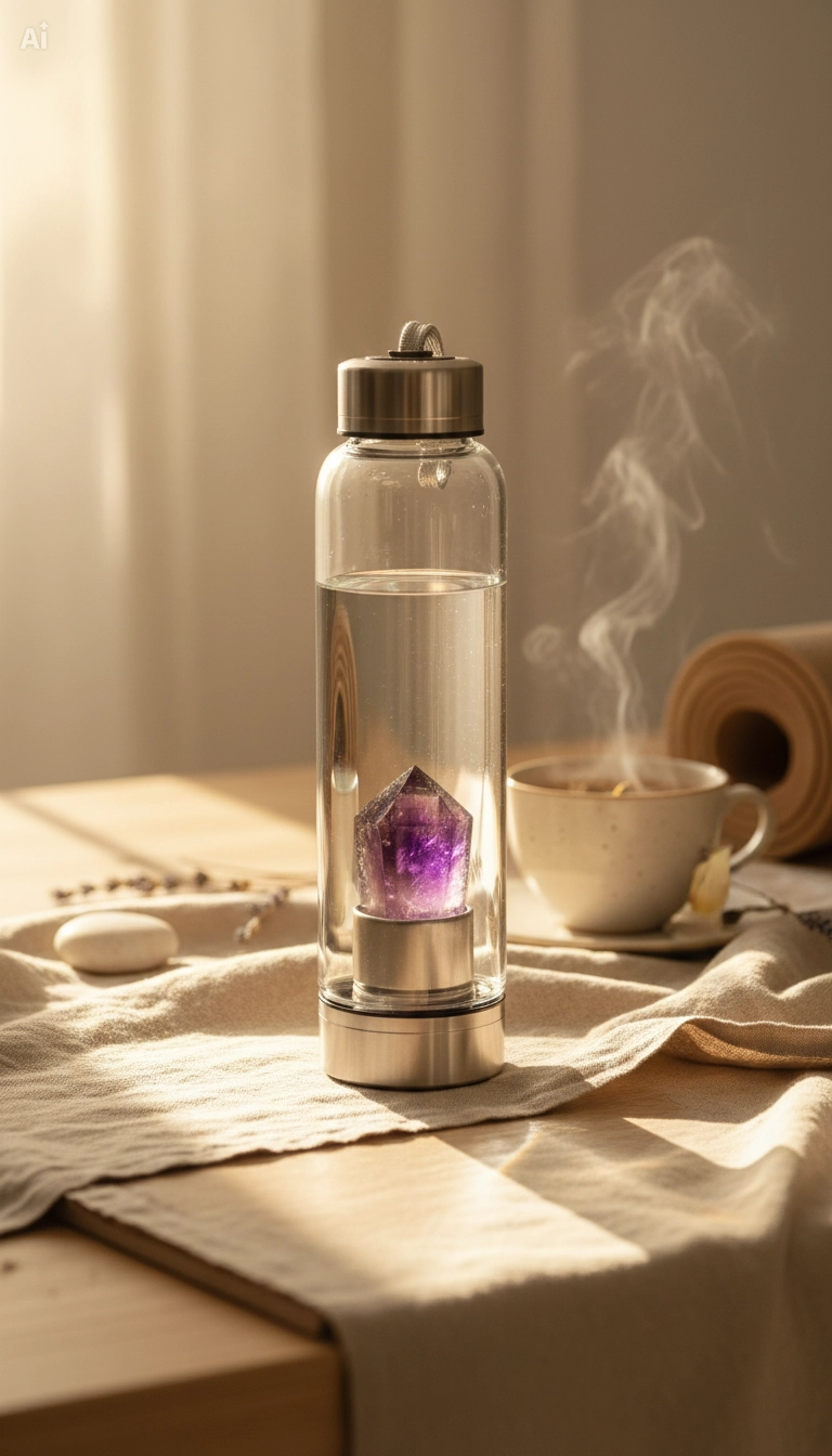 Crystal Water Bottle with Amethyst -