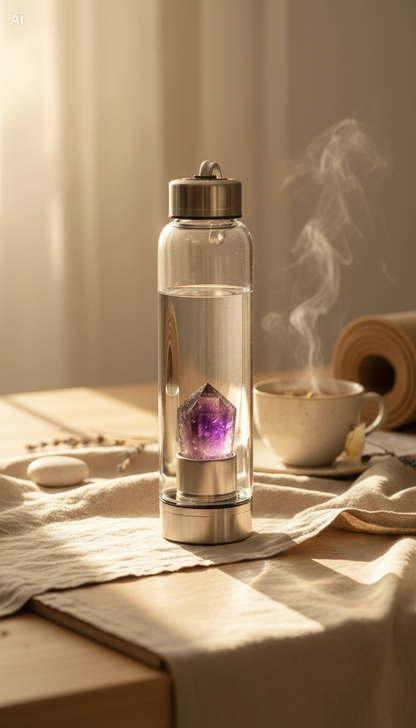 Crystal Water Bottle with Amethyst -
