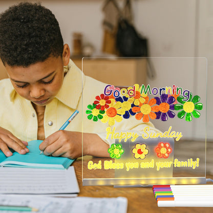 LED Acrylic Message Board – Reusable Luminous Writing Board with Night Light Function