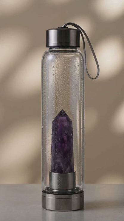 Crystal Water Bottle with Amethyst -